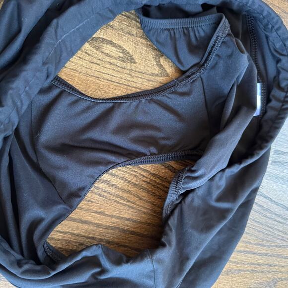 Lands End Womens Solid Black Banded Waist Mid Rise Bikini Brief Bottom Size 14 - Picture 4 of 6